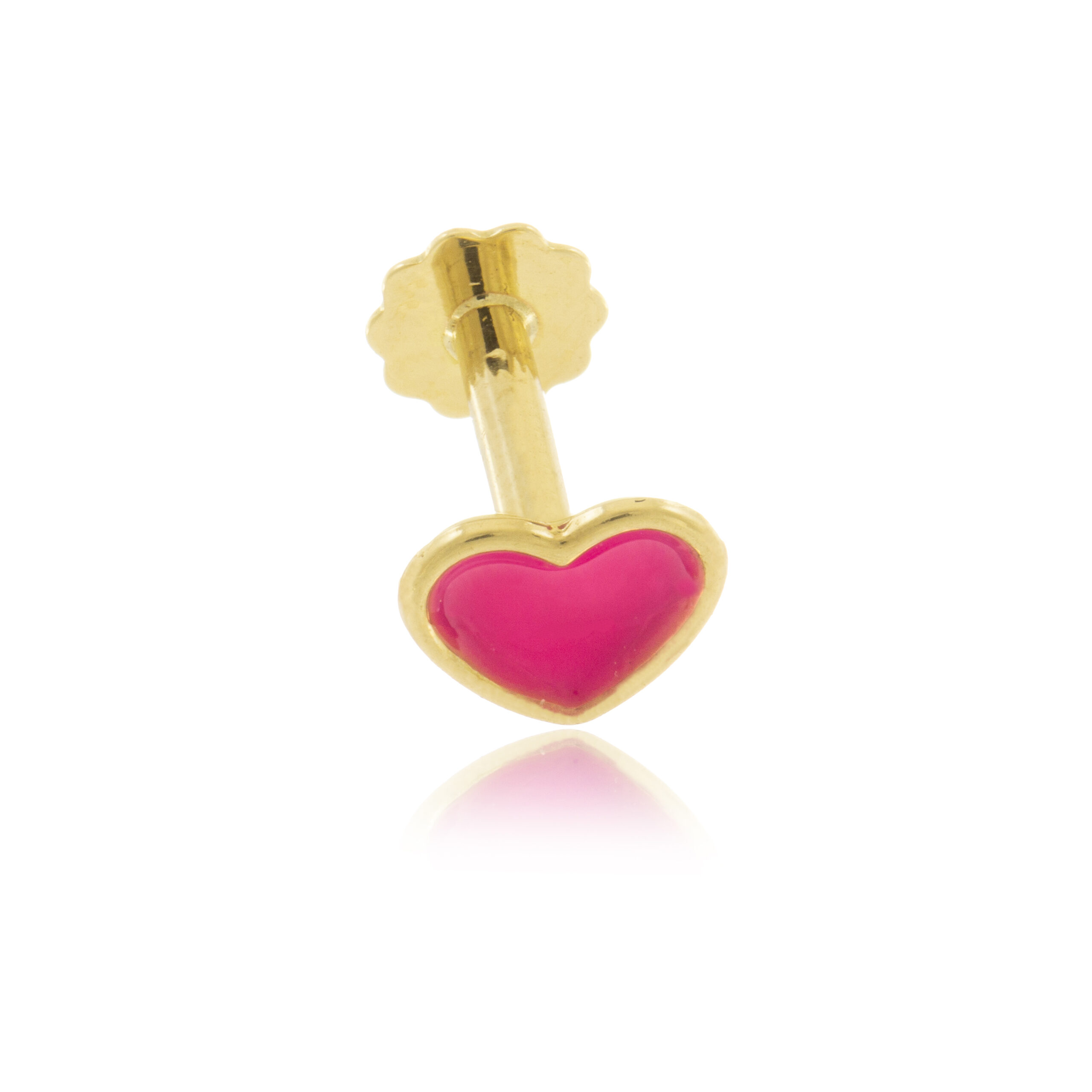 Piercing de oro 18K en forma de corazón rosa