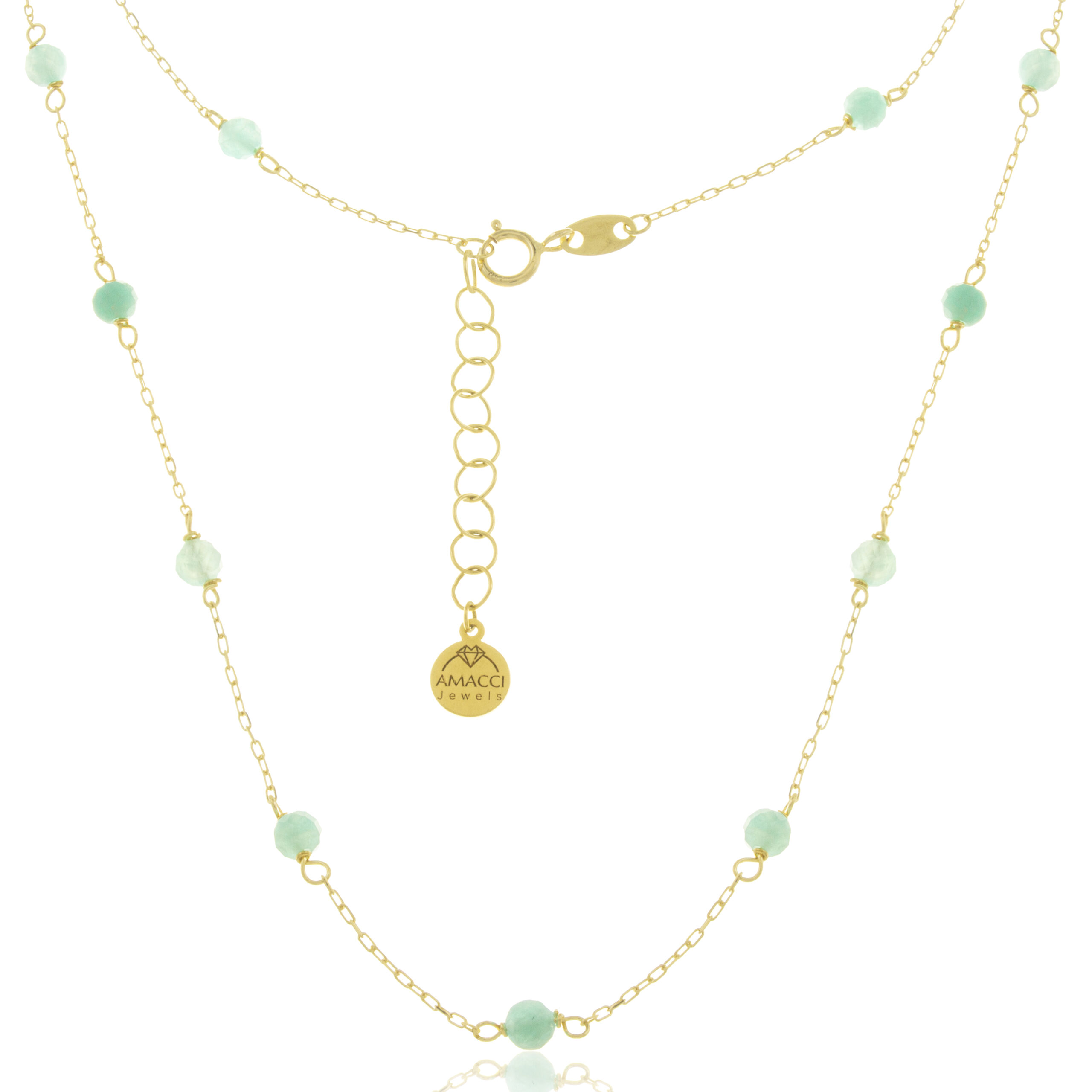 Gargantilla de oro 18k con piedras naturales amazonitas