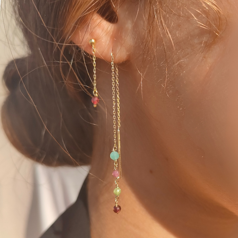 Pendientes largos compuesto por piedras naturales