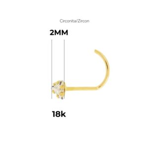 Piercing de nariz con circonita triangular en oro de 18 k - 6 garras