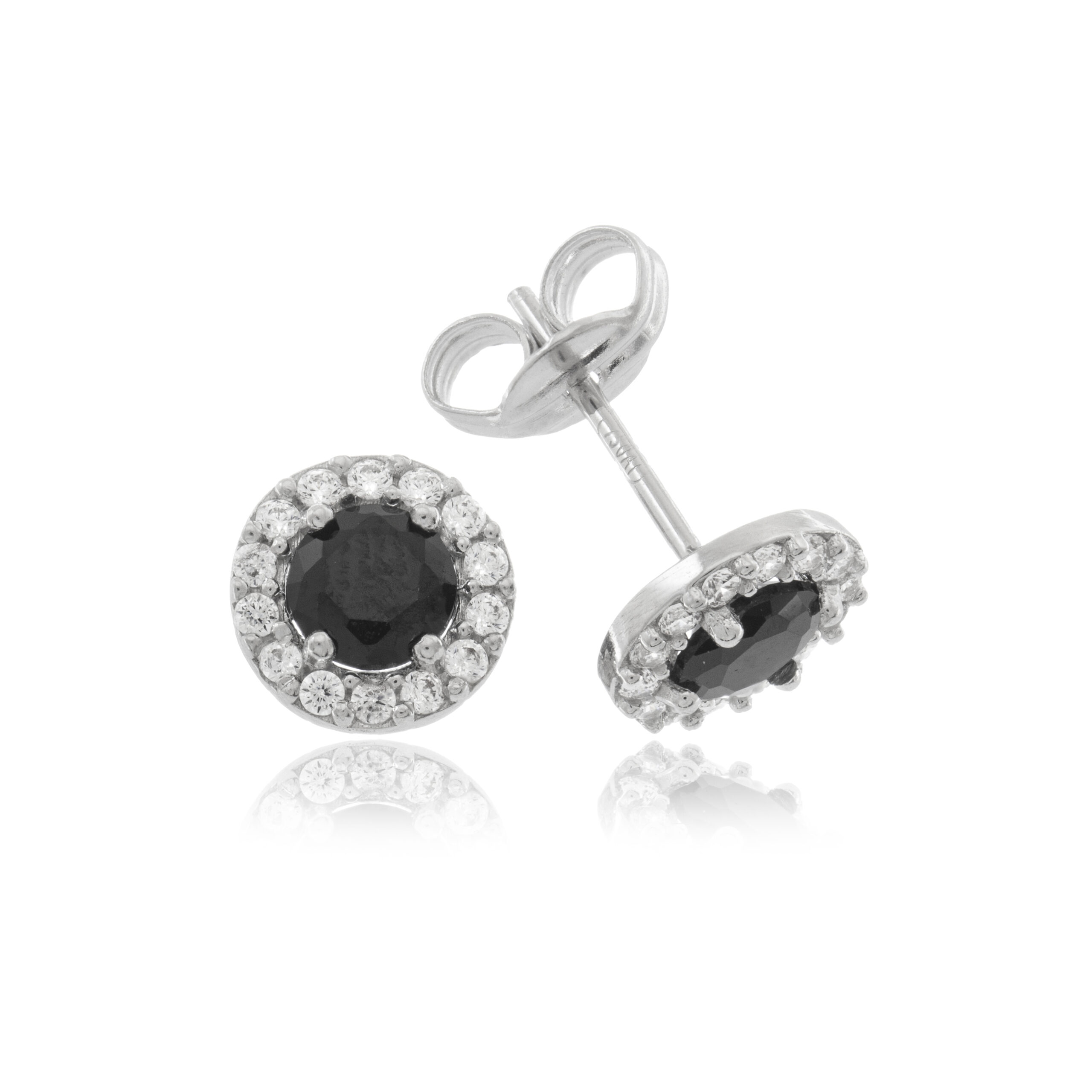 Pendientes oro blanco 18k con circonita negra